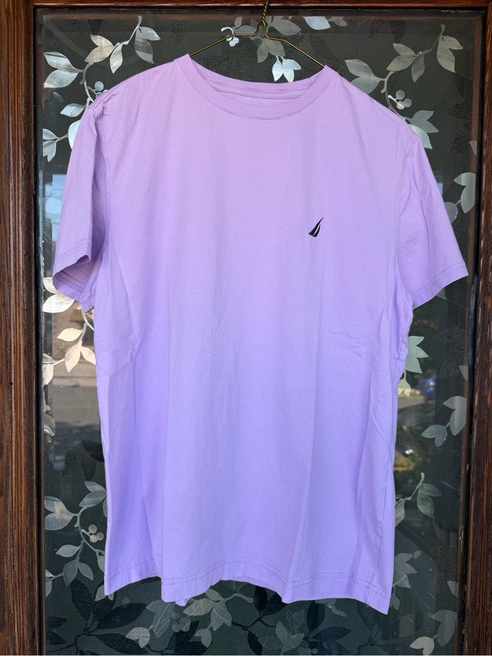 Nautica Men’s Lavender Cotton T-Shirt Size L Crew Neck Short Sleeve EUC